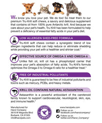 Hanzi Pets krill oil soft chews closeup—skin and coat support from omega-3s.