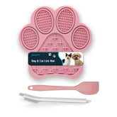 HANZOTO lick mat pink on bath tub with secure suction for mess-free grooming