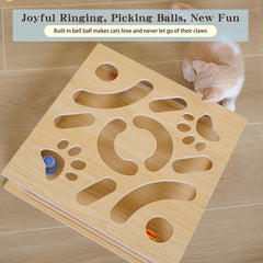 HaoCpetslian cat puzzle box durable wood construction for rugged play.