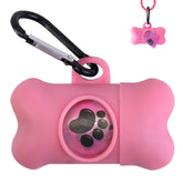 HaoDeng dog poop bag dispenser with carabiner clip, ready for leash attachment