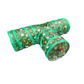 Haourlife Christmas Cat Tunnel folded view—compact and travel-ready play space.