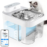 HAPAW cat water fountain front view shows a quiet indoor drinking station.