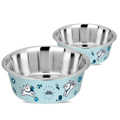 Happinesque pale turquoise playtime print outer coat bowl for stylish, safe mealtimes.