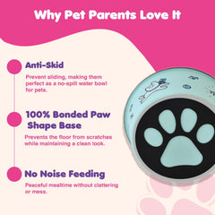 Happinesque anti-skid paw TPR base keeps bowls steady during feeding.