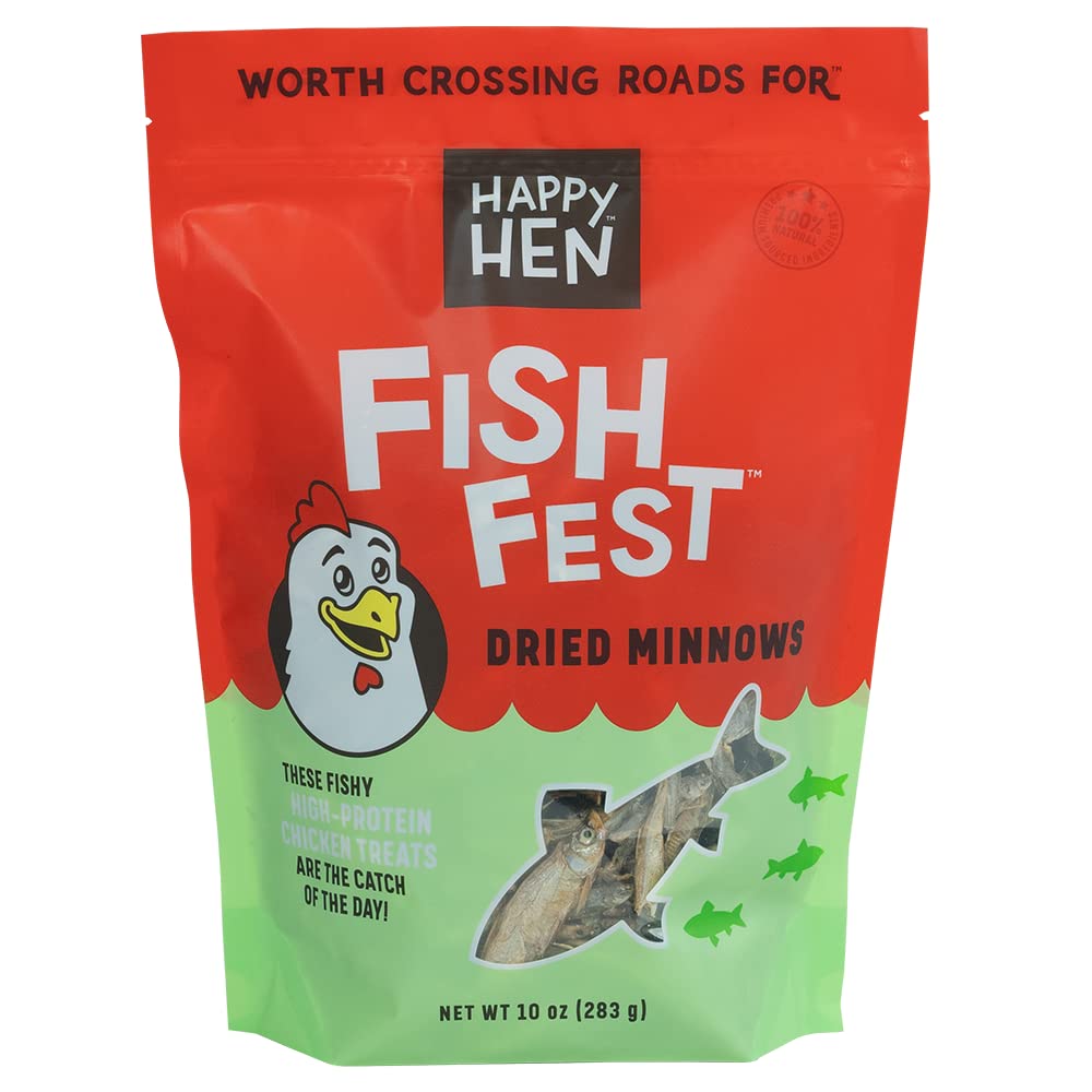 Happy Hen Treats Fish Fest bag front showing resealable 10oz package for training and treats