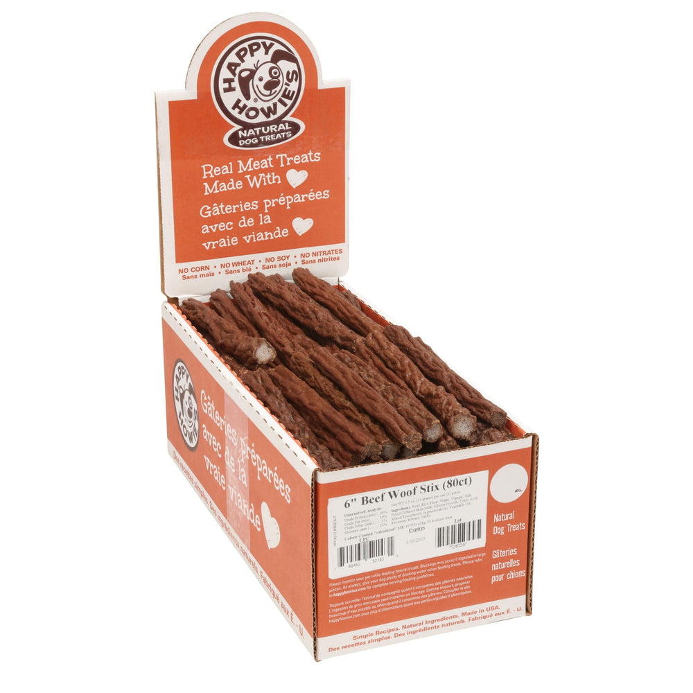 Happy Howie's Beef Woof Stix soft-chewy texture for easy rewards.