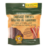 Happy Howie's Lamb Sausage Treat Pack Closeup shows hormone-free snack for healthy rewards.