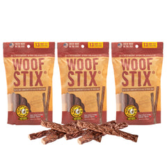 Happy Howie's Woof Stix beef stick pack 1; chewy texture, a tasty reward.