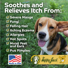 Happy Jack Dermacide Ointment application on skin demonstrates long lasting placement