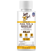 Happy Jack Kennel Dip bottle close-up for flea and tick control on dogs.