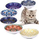 Happy Kit ceramic cat bowls colorful 6-pack anti-slip base for mess-free feeding