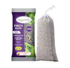 Happy Wings Finch Blend Nyjer seed close-up showing energy-dense seeds for finches.