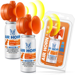HappyAlley Air Horn 2pack packaging highlights portability for safe outdoor walks.