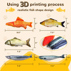 HAPY SHOP catnip fish toy roll-and-chase demonstrates active play and interactive chewing.