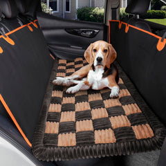 HAPYFOST dog bed back seat plush-top offers cozy travel comfort.
