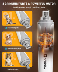 HARDELL grinder features three ports for different nail sizes