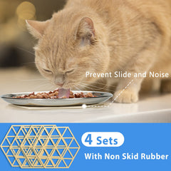 Harhana wide-mouth shallow cat dishes designed for easy access for small to medium pets.