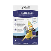 Hari Charcoal bottle label highlights coconut-derived charcoal for birds.