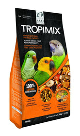 Hari Hagen Tropimix small parrots bag highlights a premium enrichment mix for varied diet.