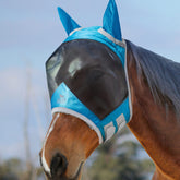 Harrison Howard CareMaster Pro fly mask front view with translucent mesh and large eye space.