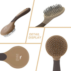Harrison Howard mane and tail brush ergonomic arc-handle supports steady grip during grooming.