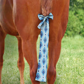 Harrison Howard Stretchy Tail Bag demonstrates braiding and insertion for a neat grooming routine.