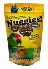 Harrison's Nuggies packaging view shows convenient nutrition for small to medium birds