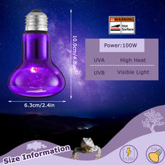 HARTOMPET 60W reptile night light purple basking light enhances contrast for reptiles.