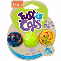 Hartz Bizzy Balls rolling cat toy with bells promotes active play.