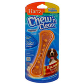 Hartz Chew N' Clean bacon-flavored dental duo toy for dogs, enticing chewing