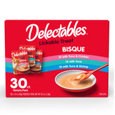 Hartz Delectables Bisque chicken-tuna pouch highlights a flavorful protein blend for mealtime appeal