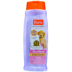 Hartz Puppy Shampoo lather closeup highlights mild cleansing for delicate coats.