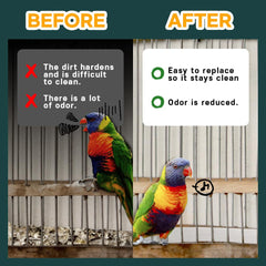 HA SHI Bird Cage Liner in-cage setup keeps habitats dry.