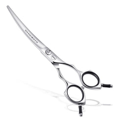 HASHIMOTO dog grooming scissors with curved blade deliver precise trims for faces and paws.