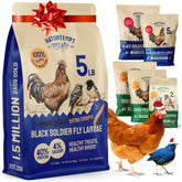 Hatortempt Black Soldier Fly Larvae bag front highlights a protein-rich poultry snack.