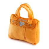 Haute Diggity Dog Barkin Bag orange plush front view for stylish playtime.