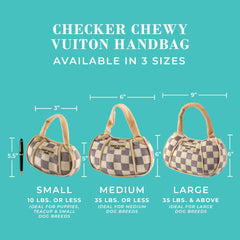 Haute Diggity Dog Checker Chewy Vuiton Handbag side pattern highlights stylish design during fetch