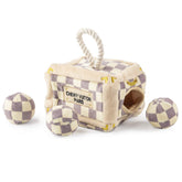 Haute Diggity Dog Checker Chewy Vuiton trunk image highlights enrichment and stylish design.