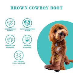 Haute Diggity Dog cowboy boot toy squeaker closeup reveals hidden squeaker.