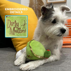 Haute Diggity Dog Dirty Muttini features built-in squeaker for interactive play.
