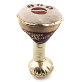 Haute Diggity Dog Espresso Muttini toy with squeaker for interactive fetch play.