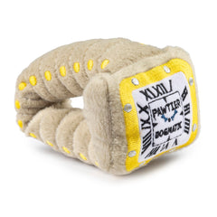 Haute Diggity Dog Pawtier Watch toy with brown-gold plush and squeaker for interactive play.