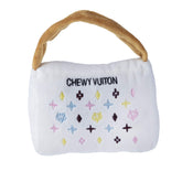 Haute Diggity Dog White Chewy Vuiton handbag front view for stylish fetch and park moments.