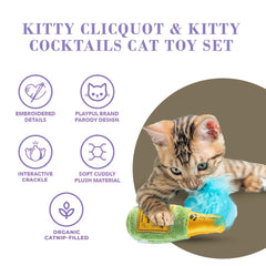 Haute Diggity Kitty Apawrol Spritz plush adds feathered flair for interactive play.