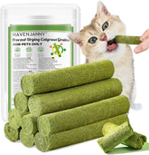 HavenJanny cat grass teething-stick package showing natural bite-friendly snack for dental care.