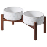 Havniva 7.3-inch ceramic raised bowls Arctic White for comfortable feeding posture.