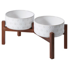 Havniva 7.3-inch ceramic raised bowls Arctic White for comfortable feeding posture.