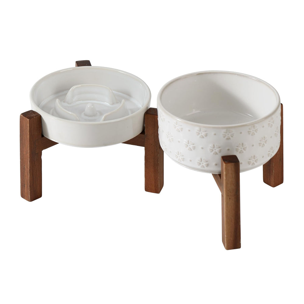 Havniva ceramic 0.9 cup raised slow-dish with stand for calmer, paced meals.