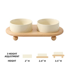 Havniva ceramic elevated cat bowl stand view highlights raised height for comfortable access