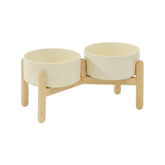 Havniva ceramic elevated dog bowl beige provides comfortable feeding height